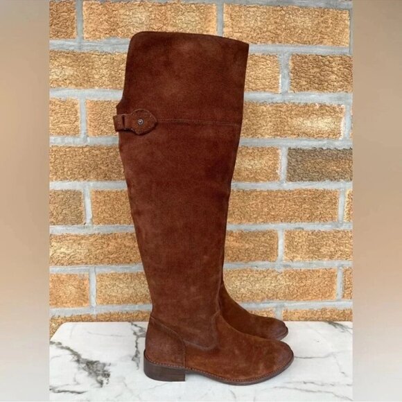 Frye Womens SHIRLEY OVER THE KNEEBrown Oiled boots 10 B - Picture 1 of 13